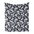 thumbnail image 1 of Flower Garden Soft Flannel Fleece Blanket, Vintage Blossoming Plant Leaves Silhouettes Floral Corsage Artwork, Cozy Plush for Indoor and Outdoor Use, 50" x 70", Black White Dimgrey, by Ambesonne, 1 of 5
