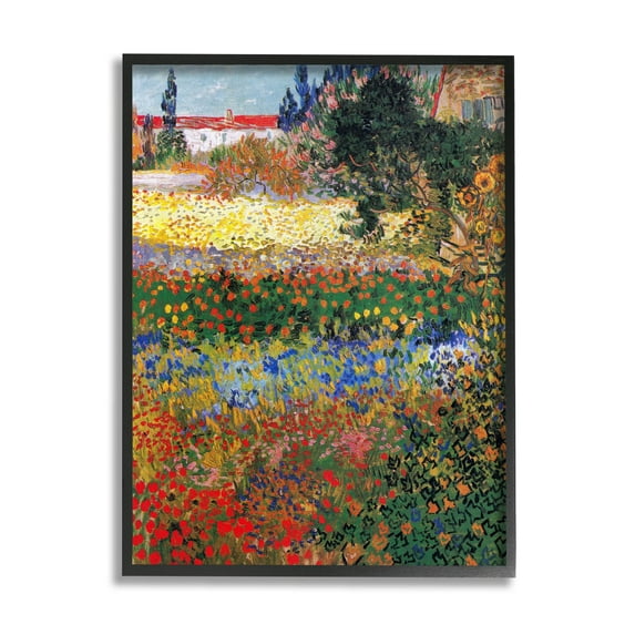 Flower Garden Van Gogh Vivid Painting Landscape Painting Black Framed Art Print Wall Art