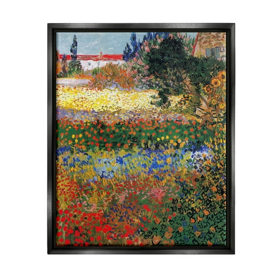 Flower Garden Van Gogh Vivid Painting Landscape Painting Jet Black Framed Art Print Wall Art