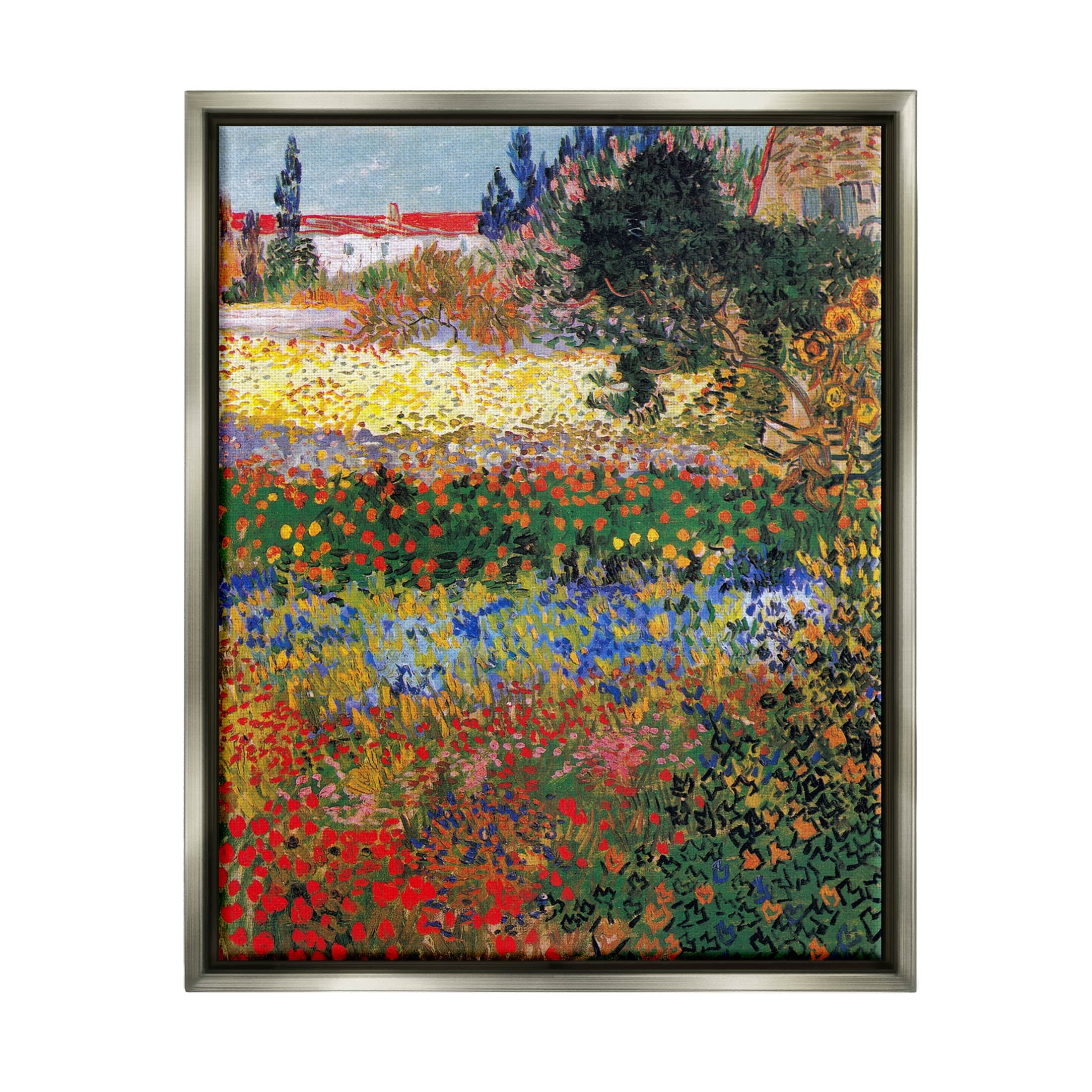 Flower Garden Van Gogh Vivid Painting Landscape Painting Luster Gray Framed Art Print Wall Art
