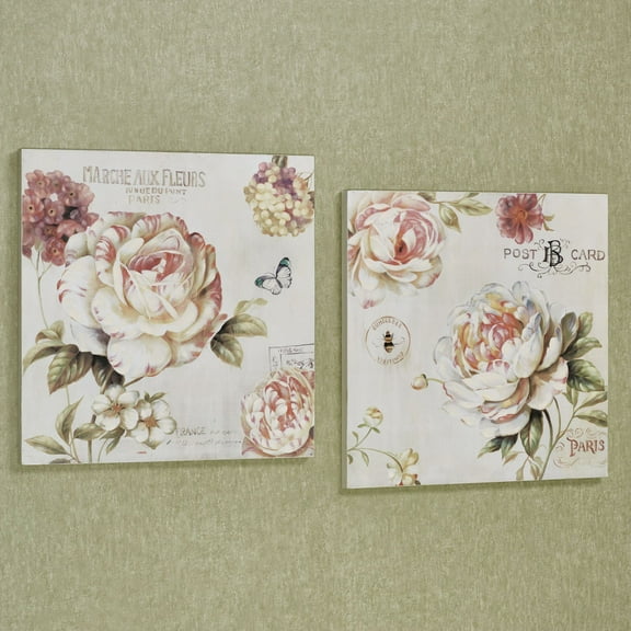 Flower Garden Wall Art Plaques Multi Pastel Set of Two Multi Pastel Set of 2