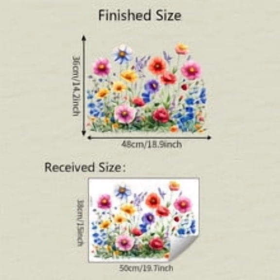 Flower Garden Window Stickers, Wildflower Grass Door Decals, Lily Peony Poppy Floral Window Clings for Bedroom Living Room TV Office Decor