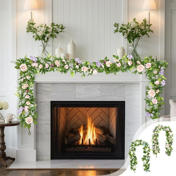 Flower Garland under $5! kkbbma Artificial Floral Garland Rose Flower Vines Hanging Flower Plants Garland for Home Garden Party Outdoor Ceremony Wedding Arch Floral Decor