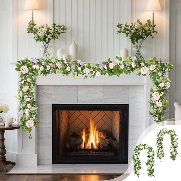 Flower Garland under $5! kkbbma Artificial Floral Garland Rose Flower Vines Hanging Flower Plants Garland for Home Garden Party Outdoor Ceremony Wedding Arch Floral Decor
