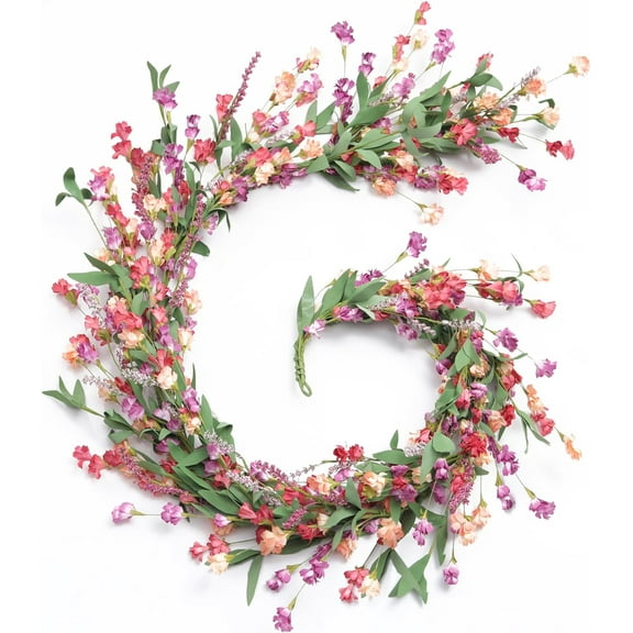 Flower Garland 6Ft Spring/Summer Garland Floral Garlands for Mantle All Year Round Paper Garlands Decor for Indoor Outdoor Home Wedding Arch Porch Staircase Year Round Decor