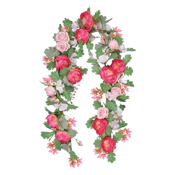 Flower Garland 6ft Eucalyptus Garland Vines with Flowers for Wedding Reception Table Mantle Spring Room Decor Artificial Greenery
