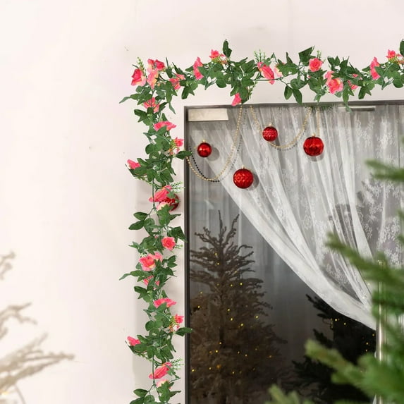 Flower Garland, Artificial Rose Floral Vines Hanging Spring Flower Garland for Wall Backdrop Wedding Arch Tea Party Door Mantle Decoration