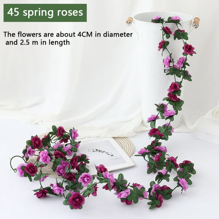 Flower Garland Artificial Rose Vines, Hanging Fake Flower Vines Garland  Decorations for Wedding Party Valentines Day Christmas Wall Room Decor