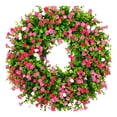thumbnail image 1 of Flower Garland Easy Care Weather-resistant No Watering Not Wither Photo Prop Full Bloom Door Hanging Wreath Pendant Courtyard Decor-Pink White, 1 of 8