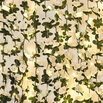 Flower Garland Rose Vines, 5 Strands Ft Flowers Vines for Bedroom with 33 Ft/LED String Lights, Rose Flower Garland Decoration, Rose Floral Garland for Room Table Wedding Decor