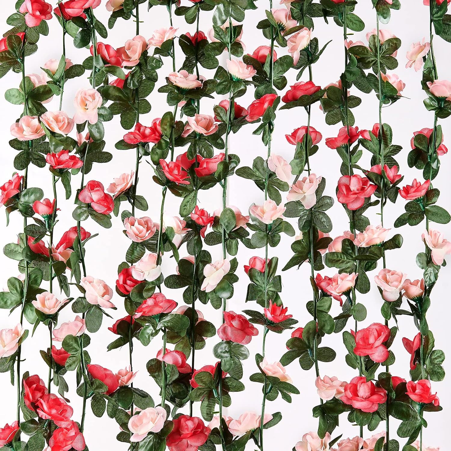 Flower Garland Rose Vines, 5 Strands Ft Flowers Vines for Bedroom, Rose Flower Garland Decoration, Pink Rose Floral Garland for Room Table Birthday Wedding Party Garden Wall Decor