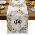 thumbnail image 1 of Flower Garland Table Runner, Watercolor Bee Kitchen Table Runners Dress Scarves for Table Decorations Party/Restaurant/Indoor Outdoor Use, 18x72in, 1 of 9