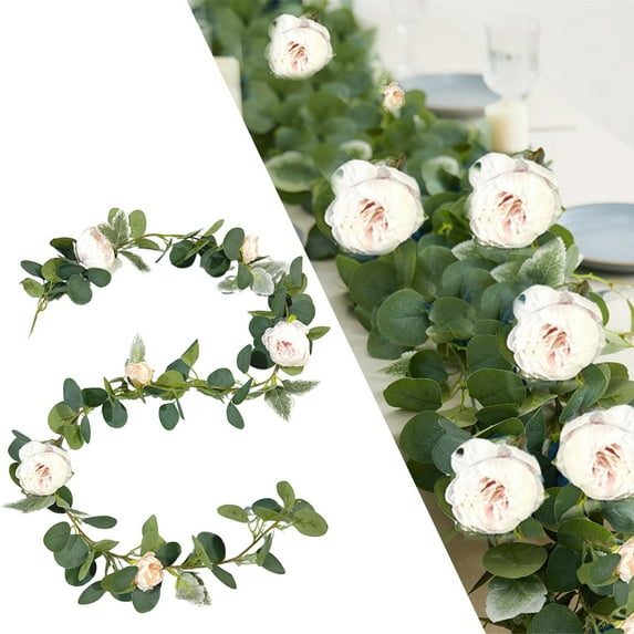 Flower Garland Verdsylv Artificial Rattan Flower Garland, Versatile Faux Witherless Vine Arrangement for Wall, Wedding, Party, Home Porch Decor in Multiple Scenarios, Wedding Arch Flowers, D
