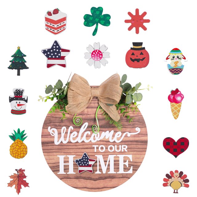 Flower Garlands Outdoor Hanging Decor Seasonal Home Sign Front Wreath