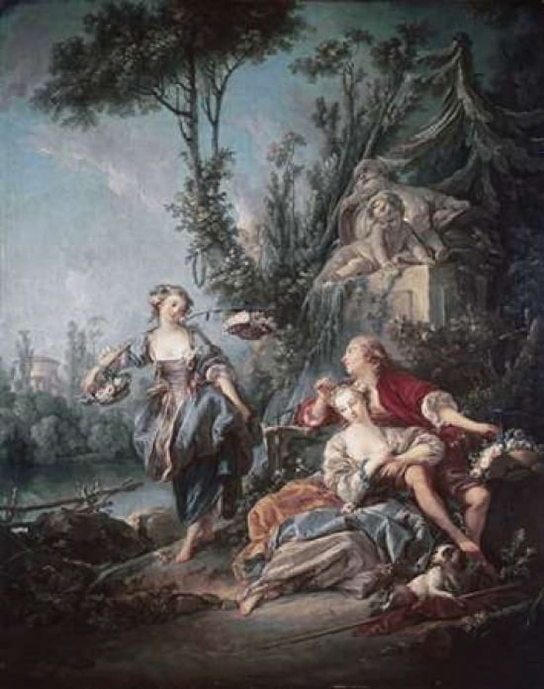 Flower Gatherers Canvas Art - Francois Boucher (22 x 28)