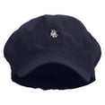 thumbnail image 1 of Flower Ghost Embroidered Cotton Elastic Newsboy Cap - Navy OSFM, 1 of 5