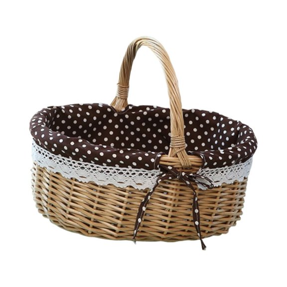 Flower Girl Basket Rattan Rustic Woven Flower Girl Basket Flower Container Bread Basket For Plants Wedding Picnic Size Black