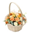 thumbnail image 1 of Flower Girl Basket, Small Wedding Basket with Handle, Artificial Rattan Braided Flower Basket for Aesthetics Photo Props, Decorative Storage Organizer, 1 of 7