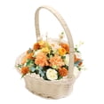 thumbnail image 1 of Flower Girl Basket, Small Wedding Basket with Handle, Artificial Rattan Braided Flower Basket for Aesthetics Photo Props, Decorative Storage Organizer, 1 of 6