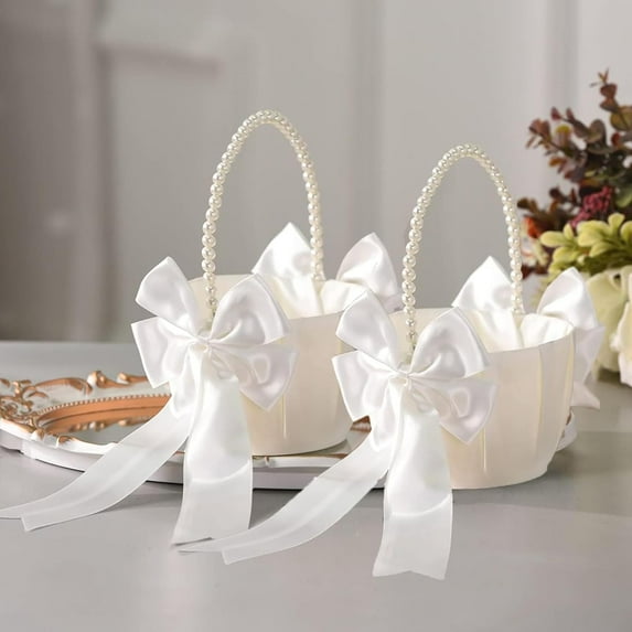 Flower Girl Baskets for Wedding,Flower Girl Basket set of 2,Wedding Baskets for Flower Girls
