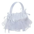 thumbnail image 1 of Flower Girl Baskets for Wedding, White Flower Girl Basket Rustic Large Wedding Baskets with Lace Bowknot for Flower Girls, 1 of 3