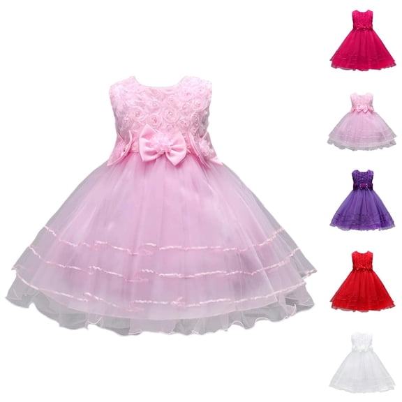 Flower Girl Bow Bloom Dress – Sweet Princess Gown with Floral Accents, Wedding Guest Outfit, Delicate Pair to Pink Dress for Girls Formality