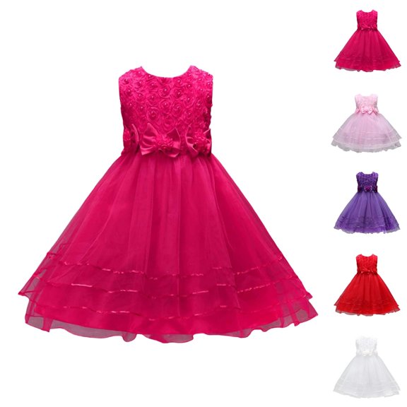 Flower Girl Bow Bloom Dress – Sweet Princess Gown with Floral Accents, Wedding Guest Outfit, Delicate Pair to Pink Dress for Girls Formality