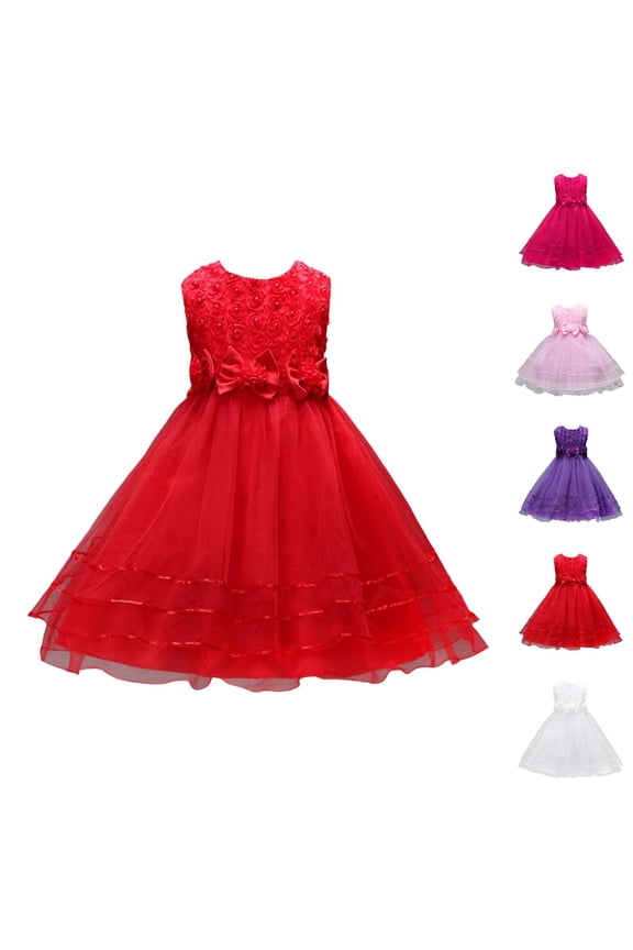 Flower Girl Bow Bloom Dress – Sweet Princess Gown with Floral Accents, Wedding Guest Outfit, Delicate Pair to Pink Dress for Girls Formality