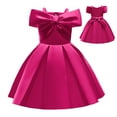 thumbnail image 1 of Flower Girl Bow Satin Dress Princess Bridesmaid Wedding Pageant Gown, 1 of 5