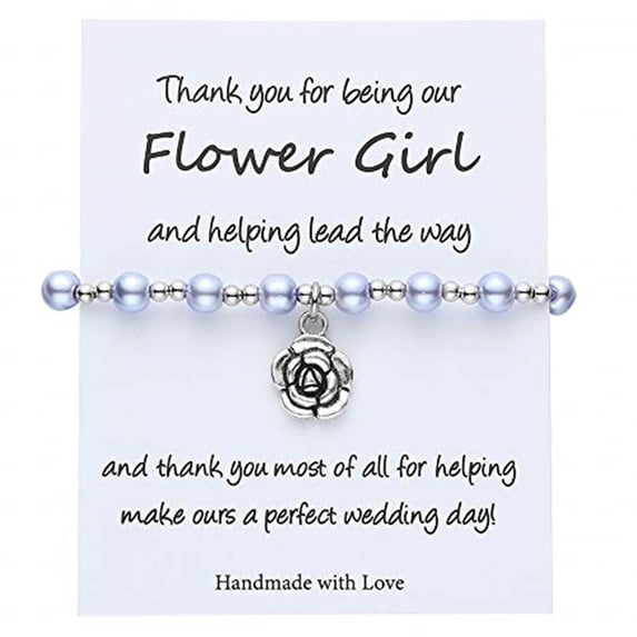 Flower Girl Bracelets for Little Girls Wedding Gifts Rhinestone Pearl Bracelet Charm Bracelets for Women Girls Wedding Party Charm for Flower Girl Bridemaid
