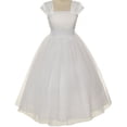 thumbnail image 1 of Flower Girl Cap Sleeved Beaded White Dress First Holy Communion Size 2-16 (8, White), 1 of 3