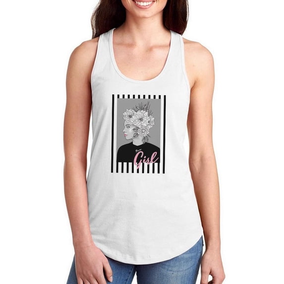 Flower Girl Crown Art Racerback Tank Women -Image by Shutterstock, Female Medium