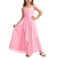 thumbnail image 1 of Flower Girl Dress A Line Junior Bridesmaid Flowy Chiffon Maxi Wedding Party Pant Gown Rd1 Dress Size 2-3 Y, 1 of 6