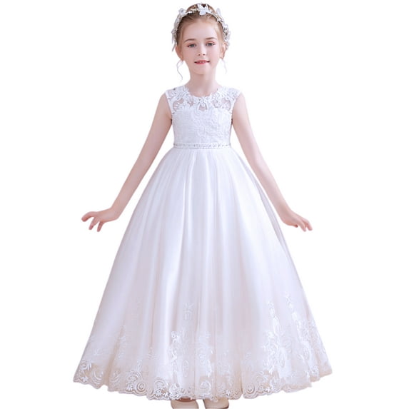Flower Girl Dress Applique First Communion Special Occasion Wear for Kids Stylish and Adorable Dress for Wedding (2-3Years)