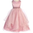 thumbnail image 1 of Flower Girl Dress Asymmetric Ruffles Satin & Organza Dress Rose 4 CB302, 1 of 2