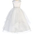thumbnail image 1 of Flower Girl Dress Asymmetric Ruffles Satin & Organza Dress White 12 CB302, 1 of 2