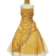 thumbnail image 1 of Flower Girl Dress Beaded Organze Overlay Double Spaghetti Straps Gold 4 HC1215, 1 of 4
