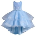 thumbnail image 1 of Flower Girl Dress Bowknot Sequin Sleeveless Lace Wedding Gown Party Princess Dress Girls Size 10-11T, 1 of 4