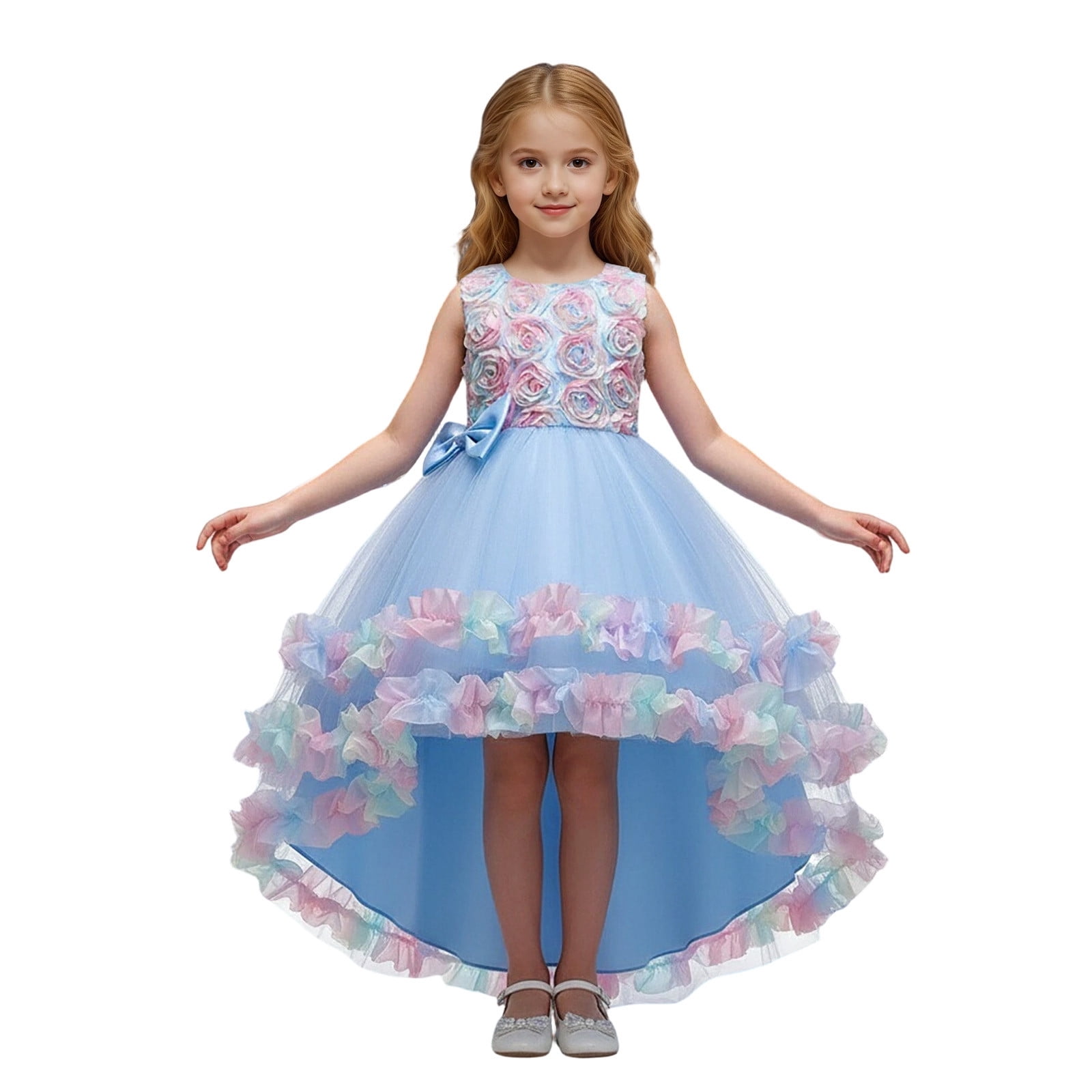 Flower Girl Dress Carnival Floral Lace Short Sleeves Mid Length Dress ...