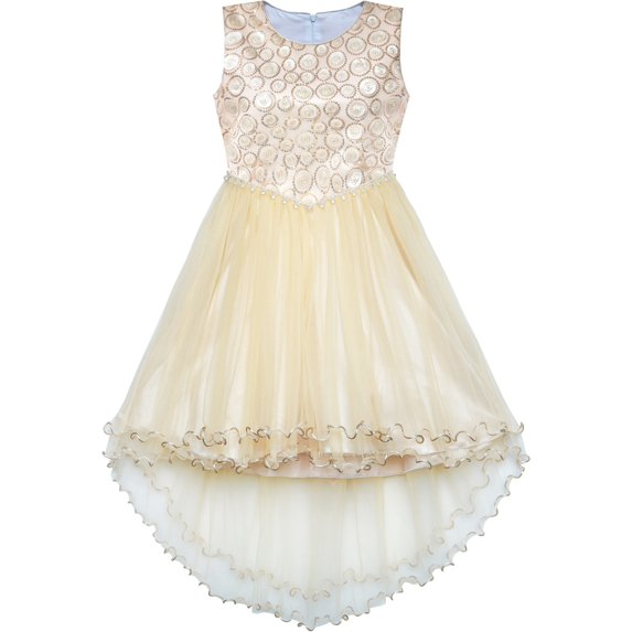 Flower Girl Dress Champagne Sequin Hi-low Wedding Bridesmaid 4 Years