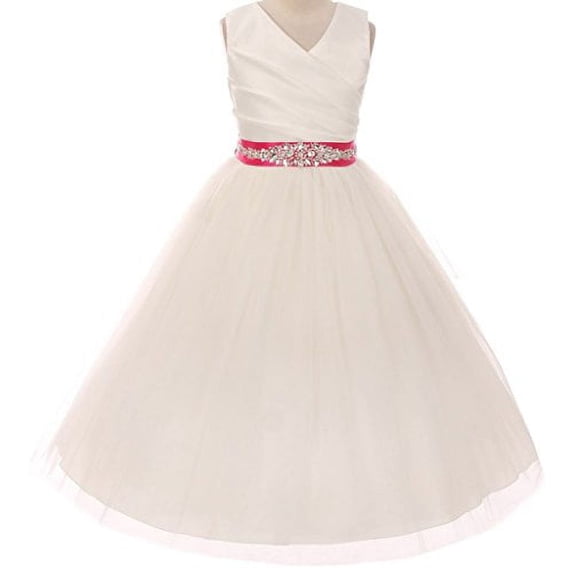 Flower Girl Dress Communion Bridesmaid Mix & Match for Little Girl Ivory Fuchsia 8 276CB