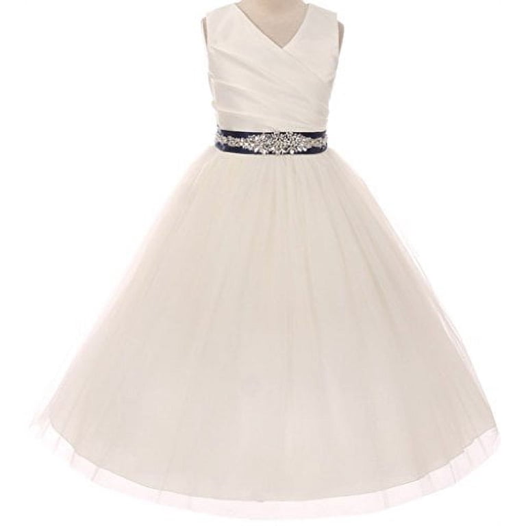 ivory and navy bridesmaid dresses Alfred Sung Dress 10 Midnight Navy w/ Ivory Bow Sleeveless Sash Bridesmaid #1627