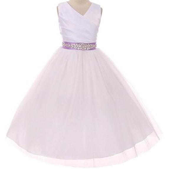 Flower Girl Dress Communion Bridesmaid Mix & Match for Little Girl White Lilac 10 276CB