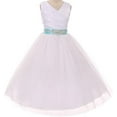 thumbnail image 1 of Flower Girl Dress Communion Bridesmaid Mix & Match for Little Girl White Turq 4 276CB, 1 of 3