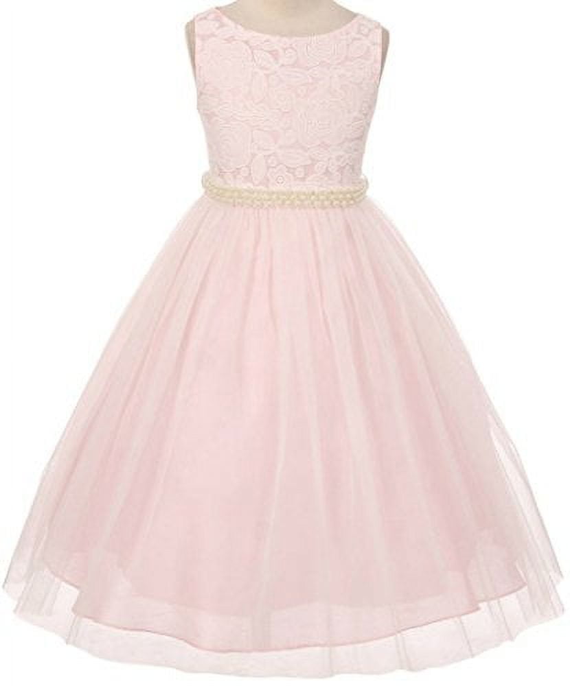 Flower Girl Dress Detachable Pearl Belt & Tulle Skirt for Little Girl ...