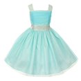 thumbnail image 1 of Flower Girl Dress Feature Studded Strap & Wasitband Rhinestone for Little Girl Aqua 10 CC 1195, 1 of 2