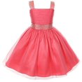 thumbnail image 1 of Flower Girl Dress Feature Studded Strap & Wasitband Rhinestone for Little Girl Coral 10 CC 1195, 1 of 2