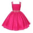 thumbnail image 1 of Flower Girl Dress Feature Studded Strap & Wasitband Rhinestone for Little Girl Fuchsia 4 CC 1195, 1 of 2