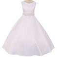 thumbnail image 1 of Flower Girl Dress First Communion Sleeveless Long Satin Pearl Trim Dress Big Girl White 14 KD.386, 1 of 2