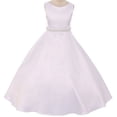 thumbnail image 1 of Flower Girl Dress First Communion Sleeveless Long Satin Pearl Trim Dress Big Girl White 8 KD.386, 1 of 2